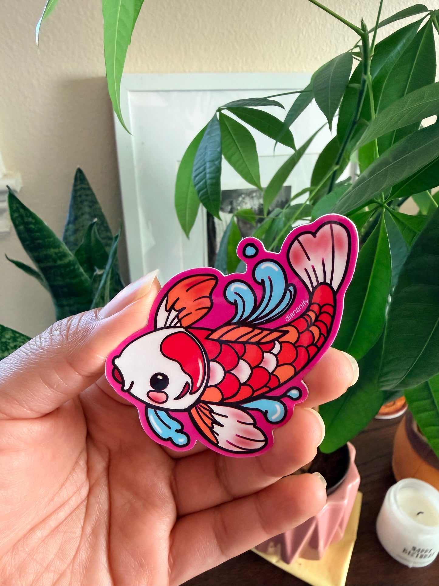 Lucky Little Koi – Good Fortune Die-Cut Sticker 