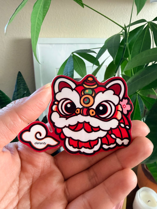 Lucky Little Lion – Good Fortune Die-Cut Sticker&nbsp;