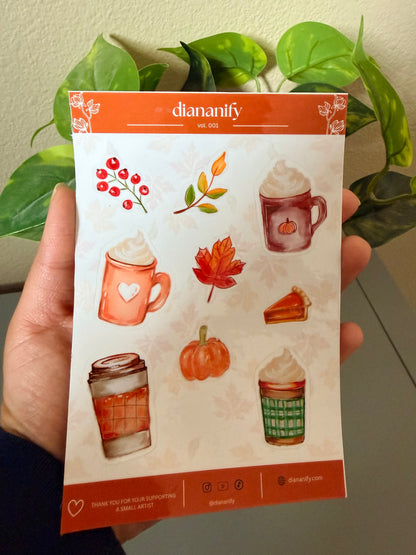Cozy Fall Drinks Sticker Sheet