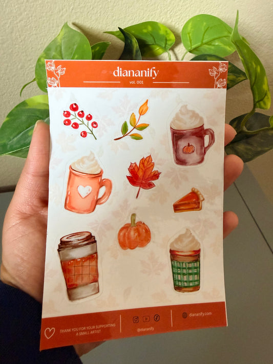 Cozy Fall Drinks Sticker Sheet
