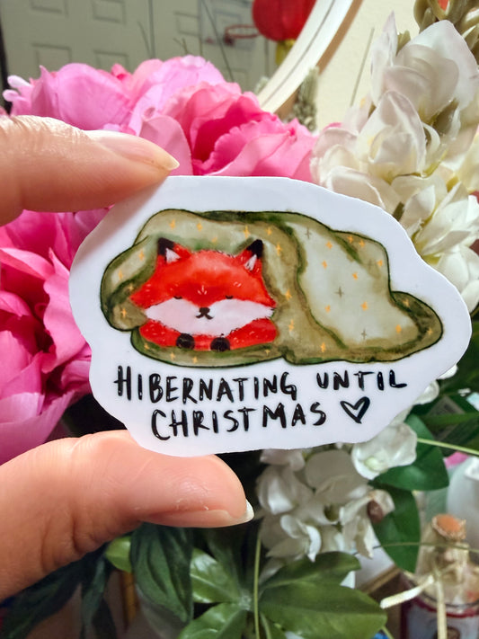 Hibernating Unitl Christmas Fox Sticker