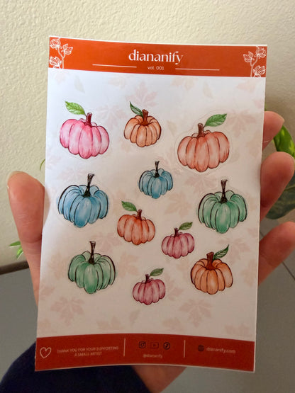 Colorful Pumpkin Patch Sticker Sheet 🎃 Orange Brown Header