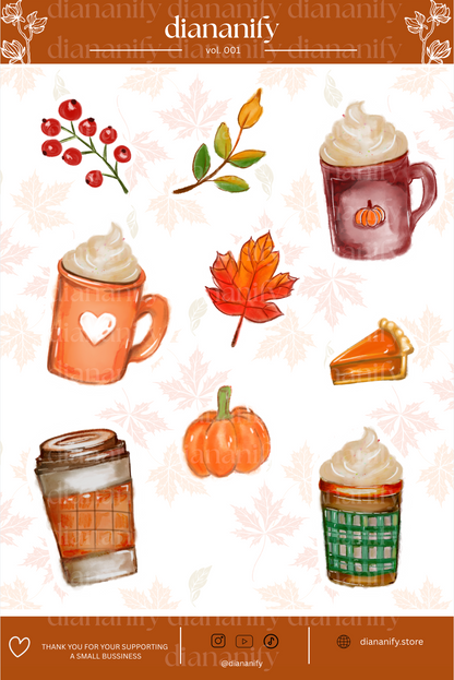 Cozy Fall Drinks Sticker Sheet