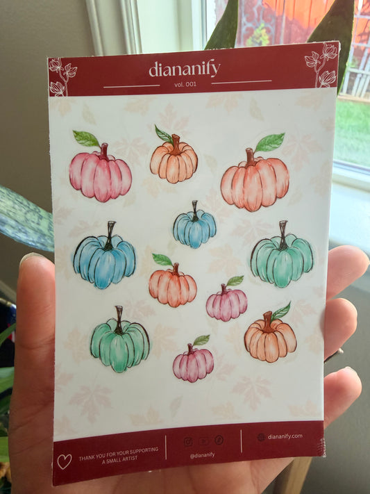 Colorful Pumpkin Patch Sticker Sheet 🎃 Maroon header